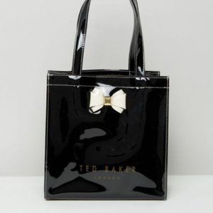 Ted Baker Black Icon Shopper Tote Bag Large Vinyl Shiny